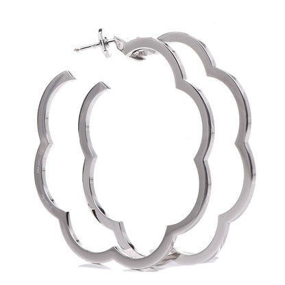 Chanel 18K White Gold Large Profil de Camelia Hoop Earrings 1 of 4