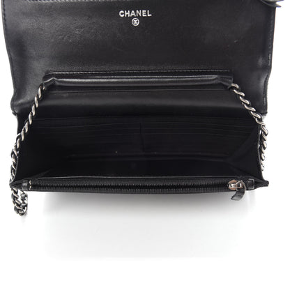 Chanel Lambskin Quilted Boy Wallet On Chain WOC Black 5 of 14