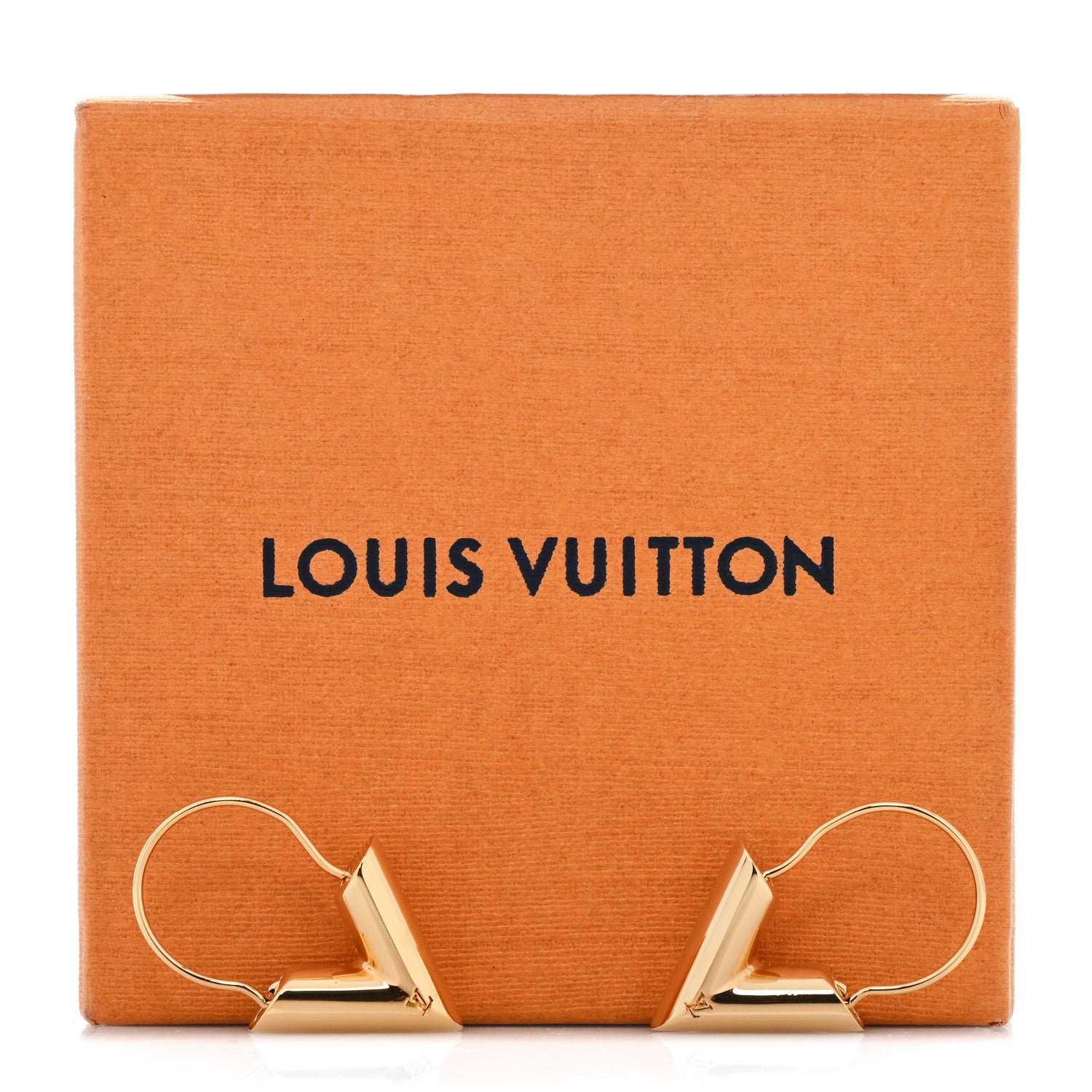 Louis Vuitton Brass Essential Large V Hoop Earrings Gold 5 of 5