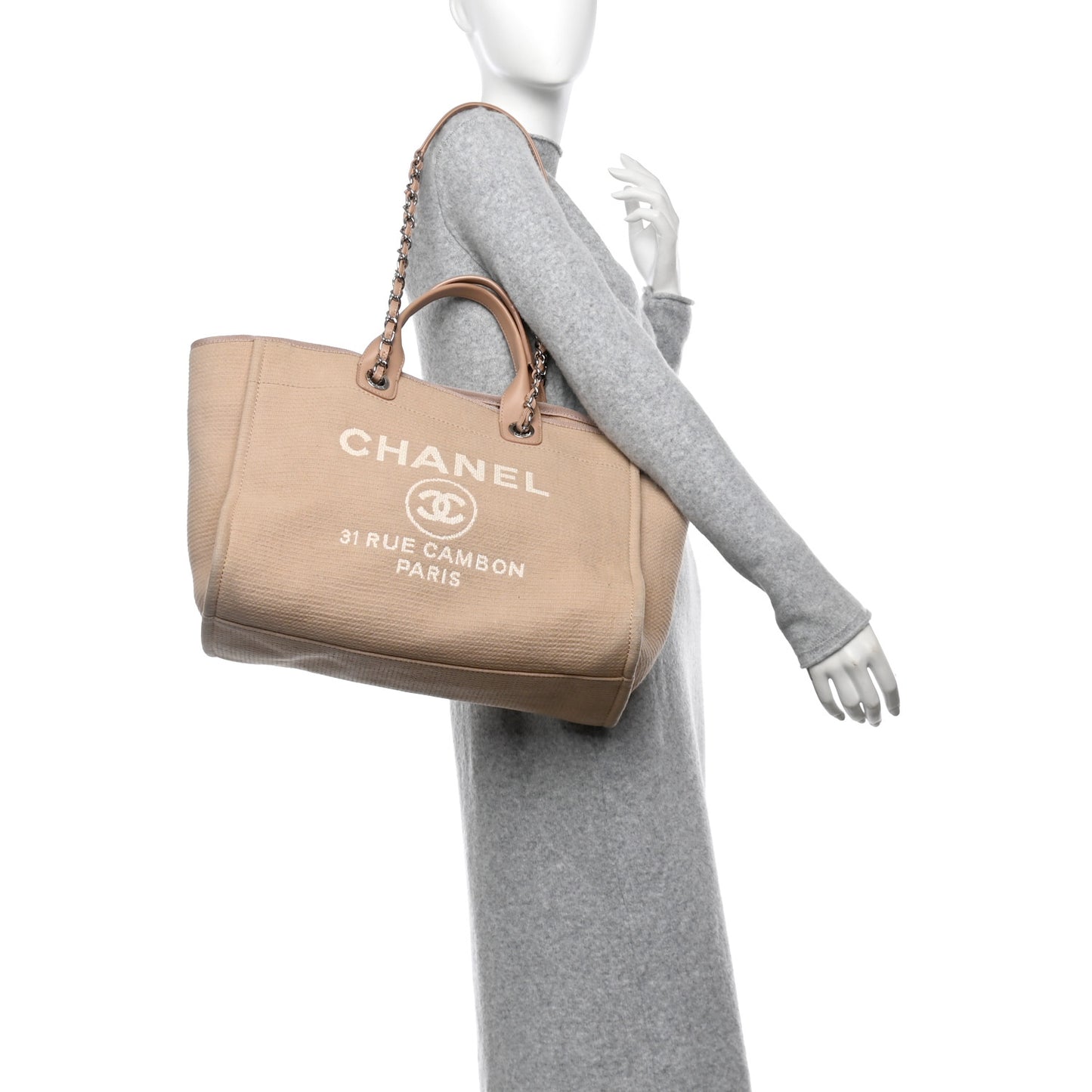 Mixed Fibers Medium Deauville Tote Beige