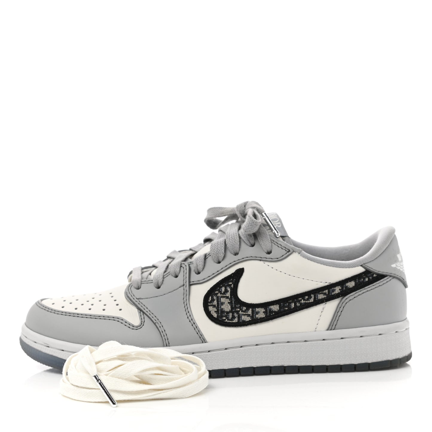 X NIKE AIR JORDAN Calfskin Mens Oblique Low Sneakers 39 Beige White