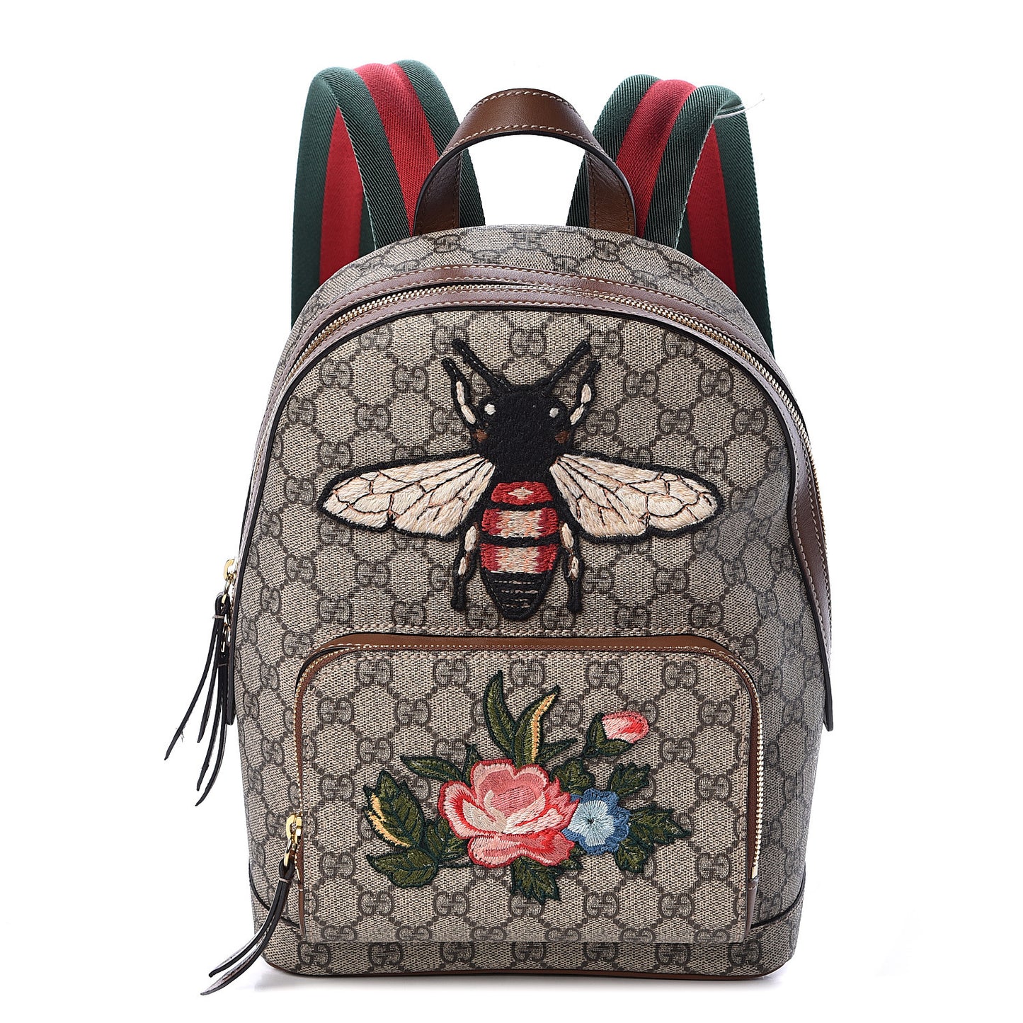 GG Supreme Monogram Web Bee Embroidered Small Day Backpack
