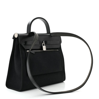 Hermes Military Toile Vache Hunter Herbag Zip PM 31 Black 4 of 13