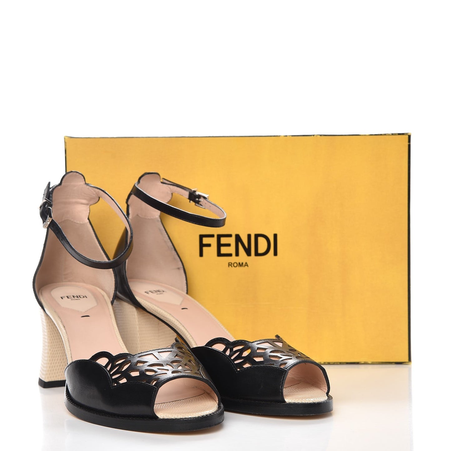 Calfskin Chameleon 65 Ankle Sandals 40 Black Peony Makeup