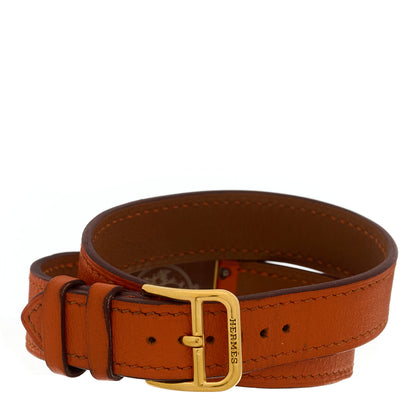 Hermes Stainless Steel Swift 21mm Heure H Hour Double Tour Quartz Watch Orange 3 of 4