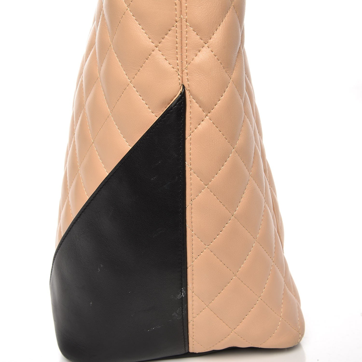 Chanel Calfskin Quilted Large Cambon Tote Beige Black 12 of 13