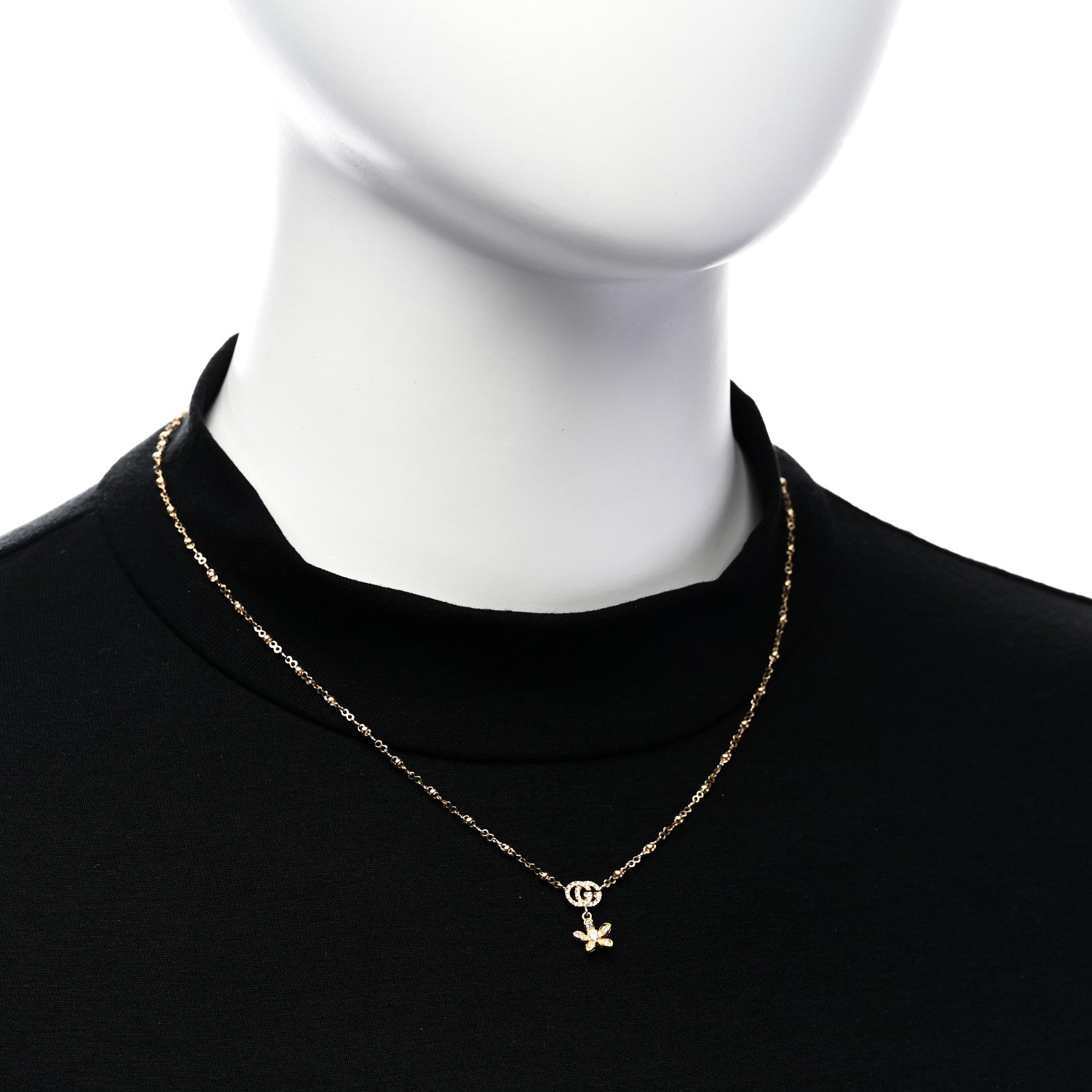 Gucci 18K Yellow Gold Diamond Flora Necklace 2 of 7