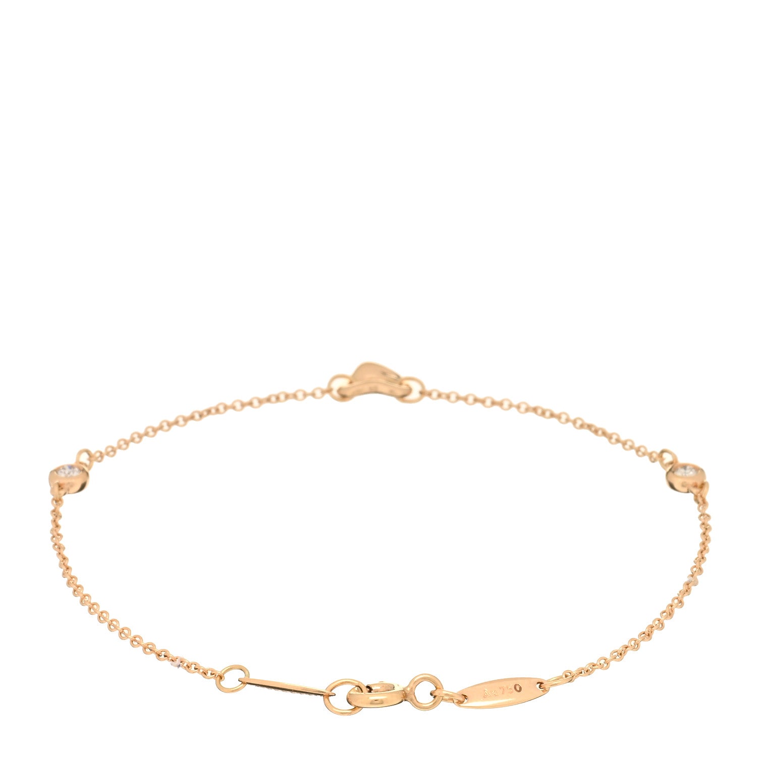 Tiffany 18K Rose Gold Diamond Elsa Peretti Diamonds by the Yard Open Heart Bracelet 3 of 4