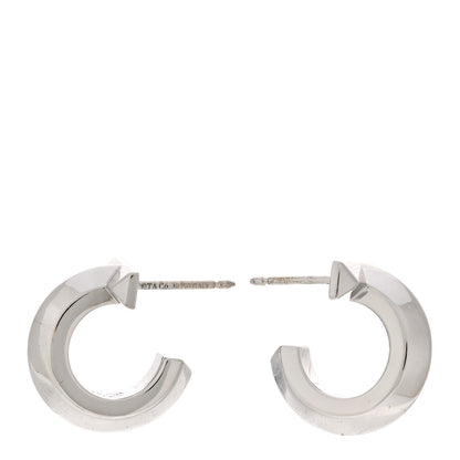 Tiffany 18K White Gold Diamond T1 Hoop Earrings 3 of 4