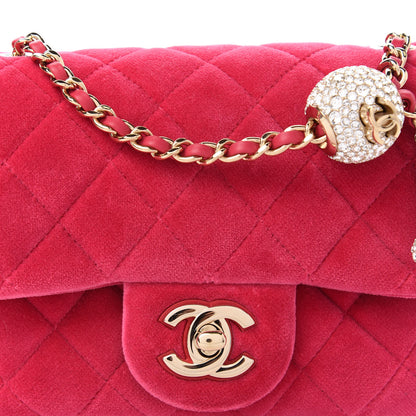 Chanel Velvet Quilted Mini Square Pearl Crush Flap Fuchsia 10 of 10