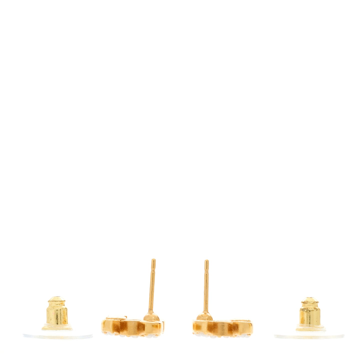 Pearl Studded CC Earrings Gold