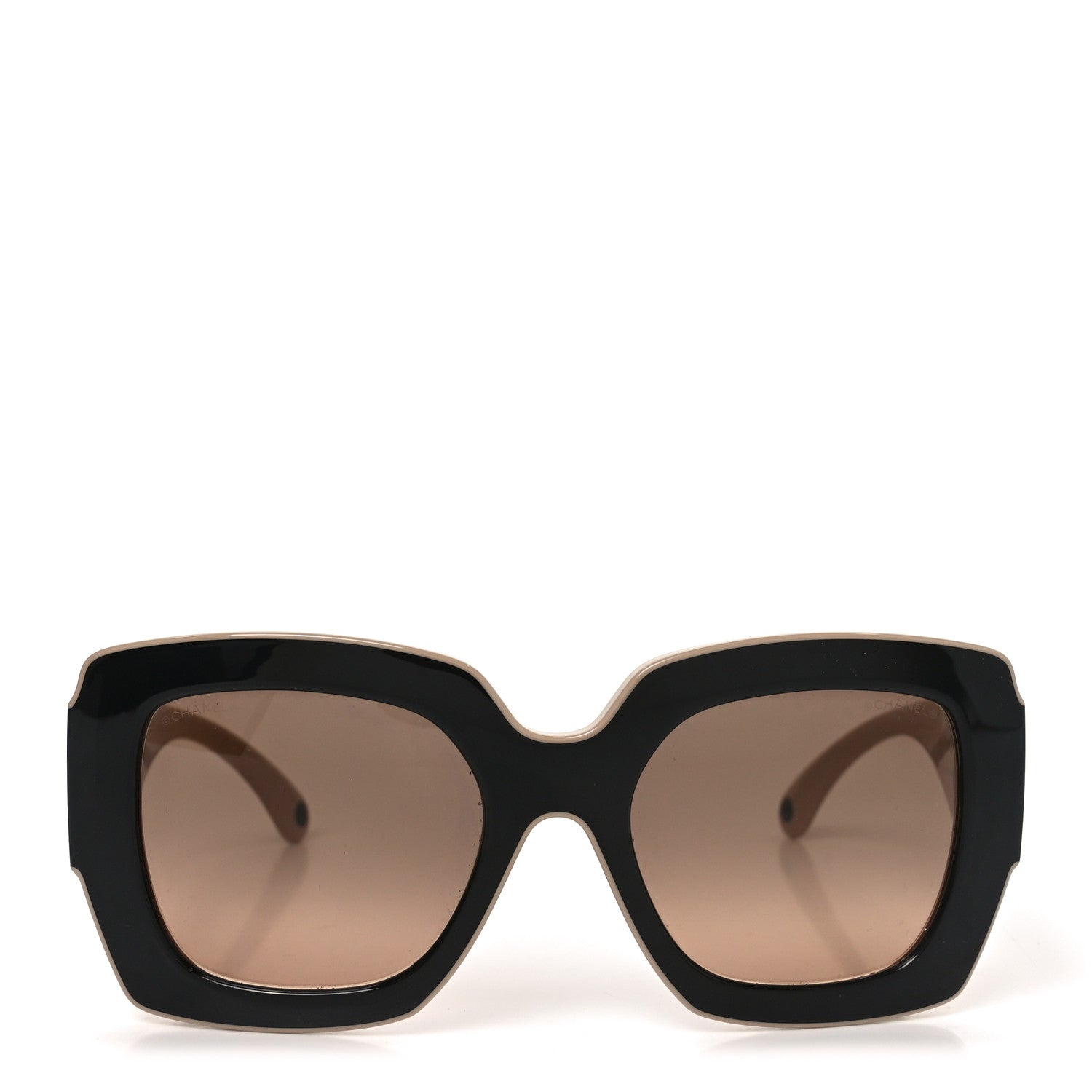 Chanel Acetate Square Sunglasses 6059 Black Beige 2 of 7