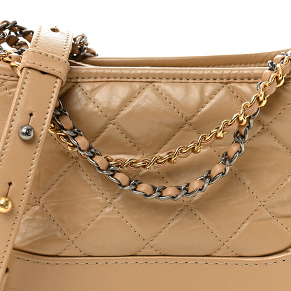 Chanel Aged Calfskin Quilted Small Gabrielle Hobo Beige 8 of 10