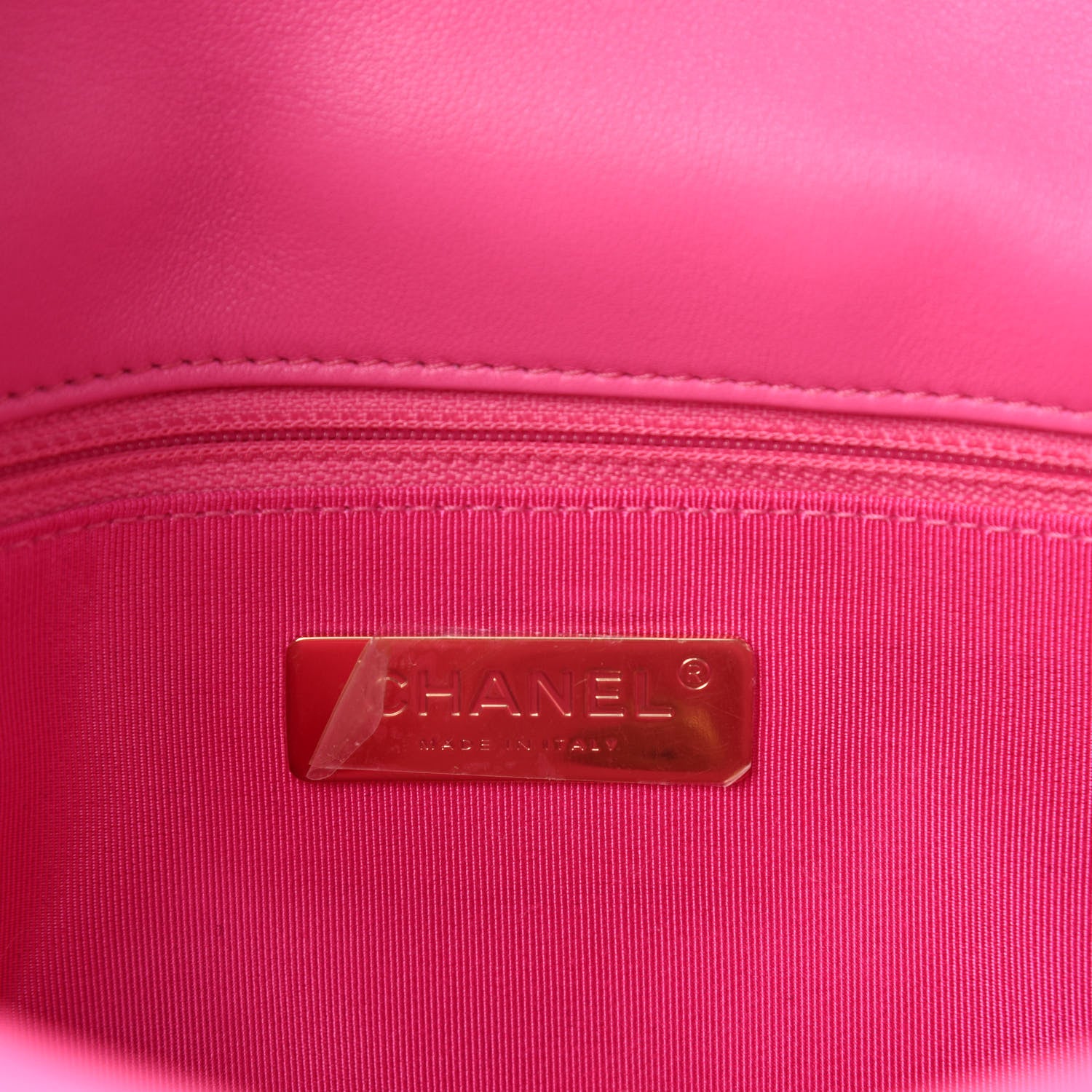 Chanel Shiny Lambskin Quilted Medium Chanel 19 Flap Neon Pink 8 of 11