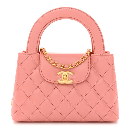 Chanel Shiny Aged Calfskin Quilted Nano Kelly Shopper Coral Pink 1 of 11