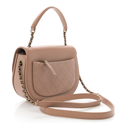Chanel Shiny Calfskin Goatskin Quilted Small Coco Curve Messenger Flap Beige 3 of 10