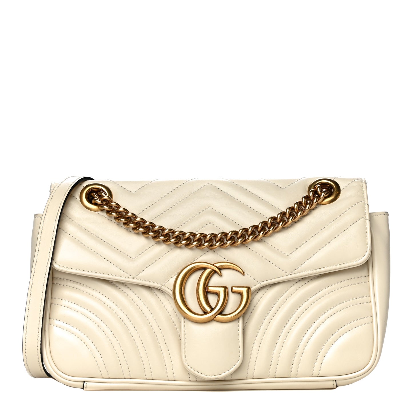 Calfskin Matelasse Small GG Marmont Shoulder Bag White