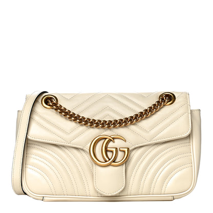 Gucci Calfskin Matelasse Small GG Marmont Shoulder Bag White 1 of 19