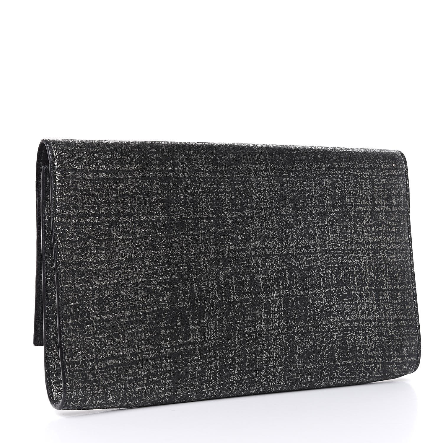 Saint Laurent Metallic Textured Large Belle De Jour Clutch Dark Silver 3 of 8