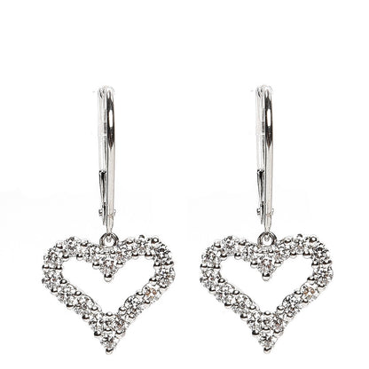 Tiffany Platinum Diamond Heart Drop Earrings 1 of 5
