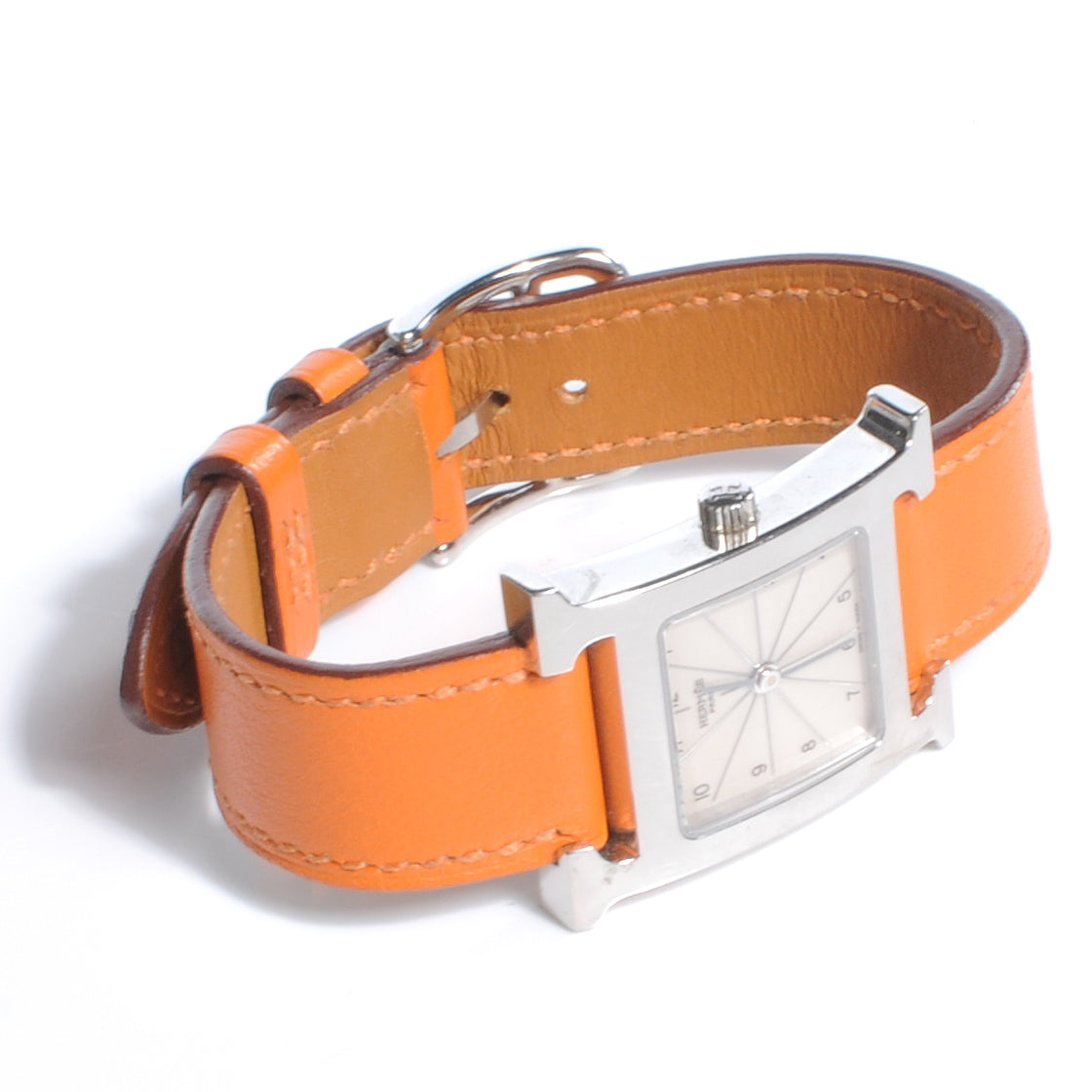 Stainless Steel Swift 21mm Heure H Hour Quartz Watch Orange