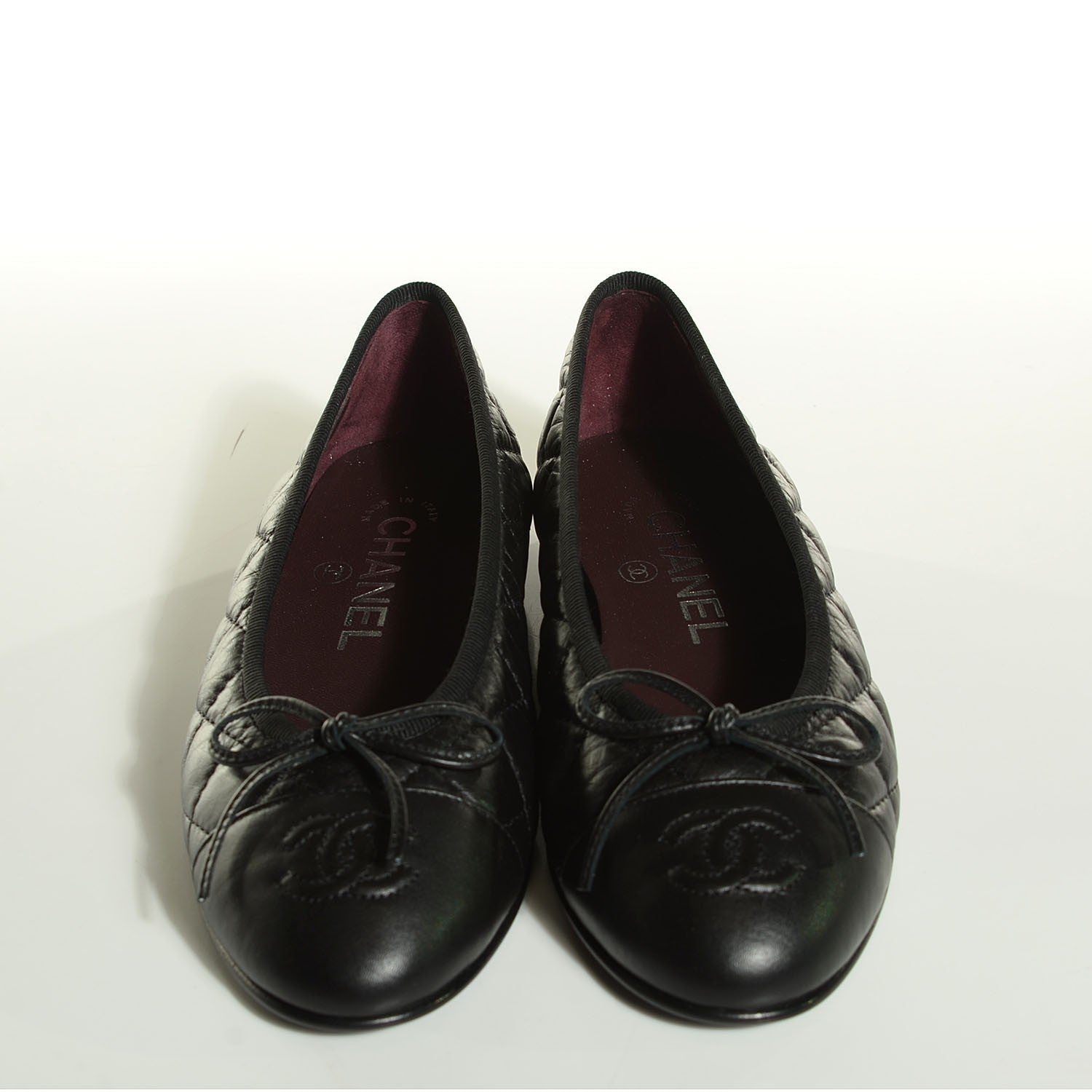 Chanel Aged Calfskin Quilted Cap Toe Ballerina Flats 34 Black 4 of 14