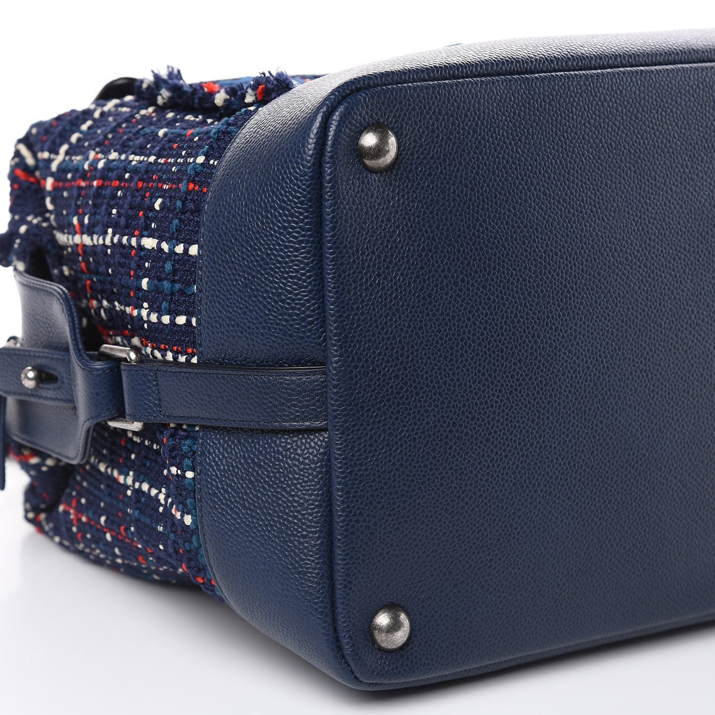 Tweed Trip Bowling Bag Navy Burgundy