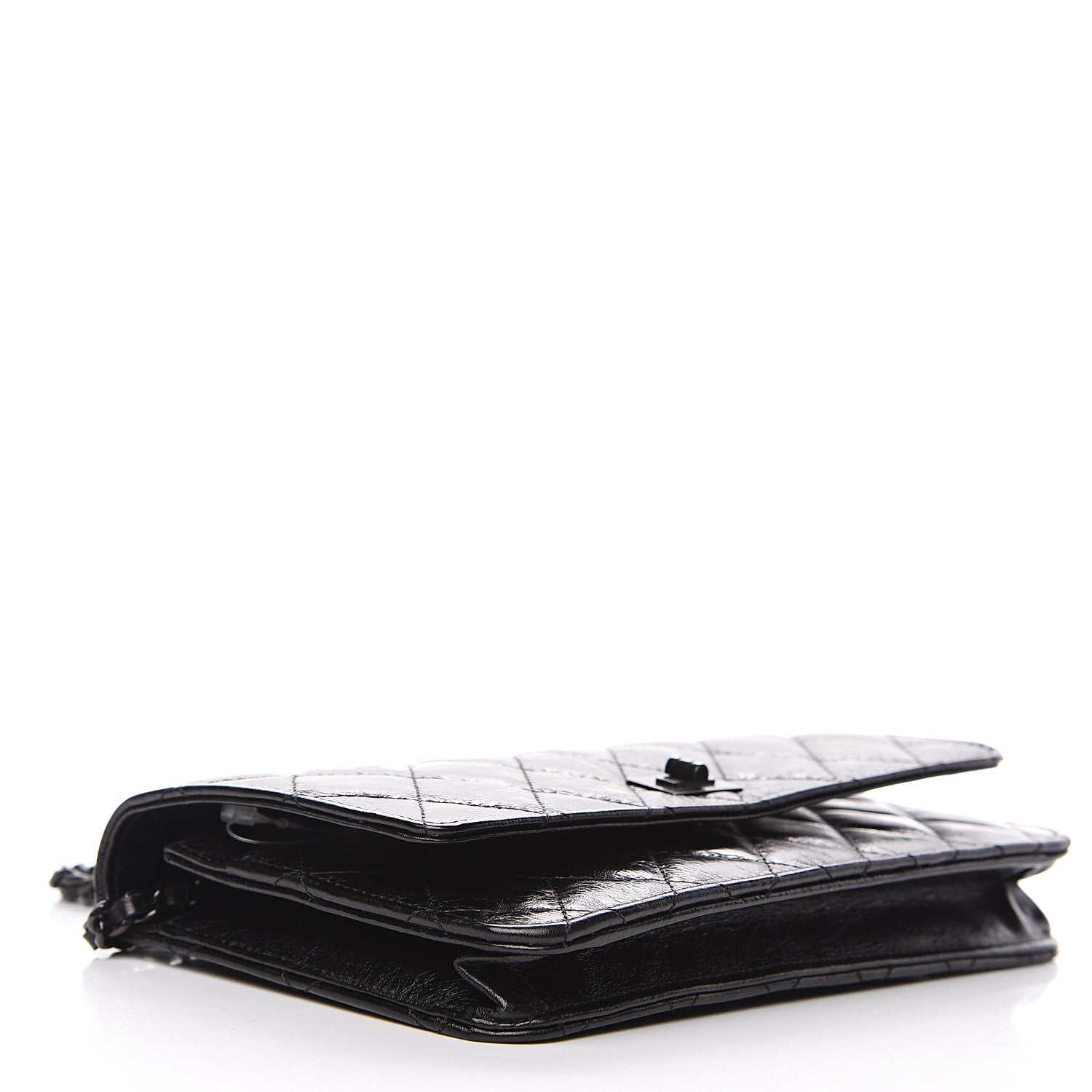 Chanel Aged Calfskin Quilted Reissue Wallet On Chain WOC So Black 3 of 10