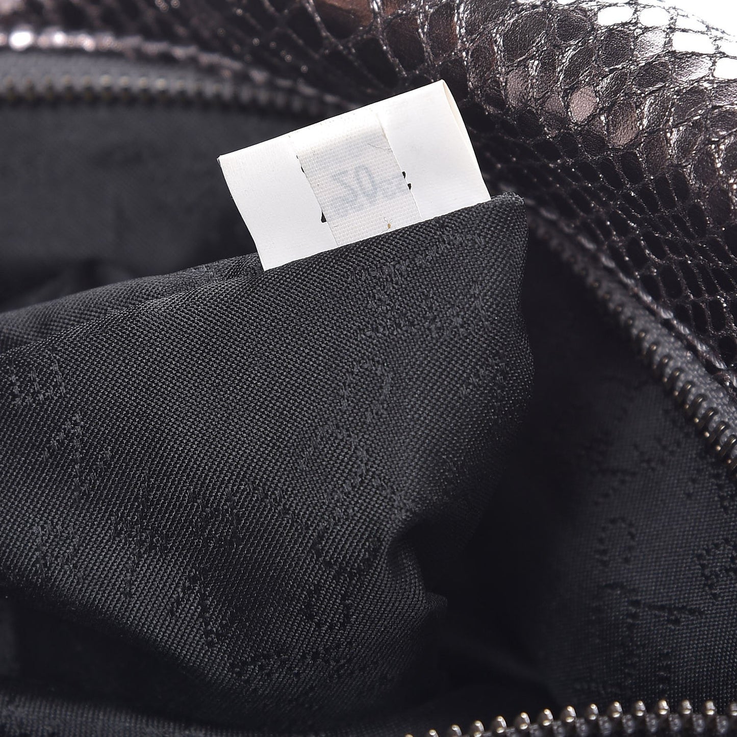Metallic Snakeskin Effect Falabella Fold Over Tote Grey