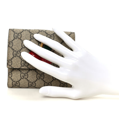 Gucci GG Supreme Monogram Cherry Embellished Card Case Wallet Hibiscus Red 2 of 12