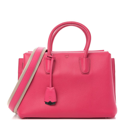 MCM Grained Calfskin Medium Milla Tote Beetroot Pink 1 of 12