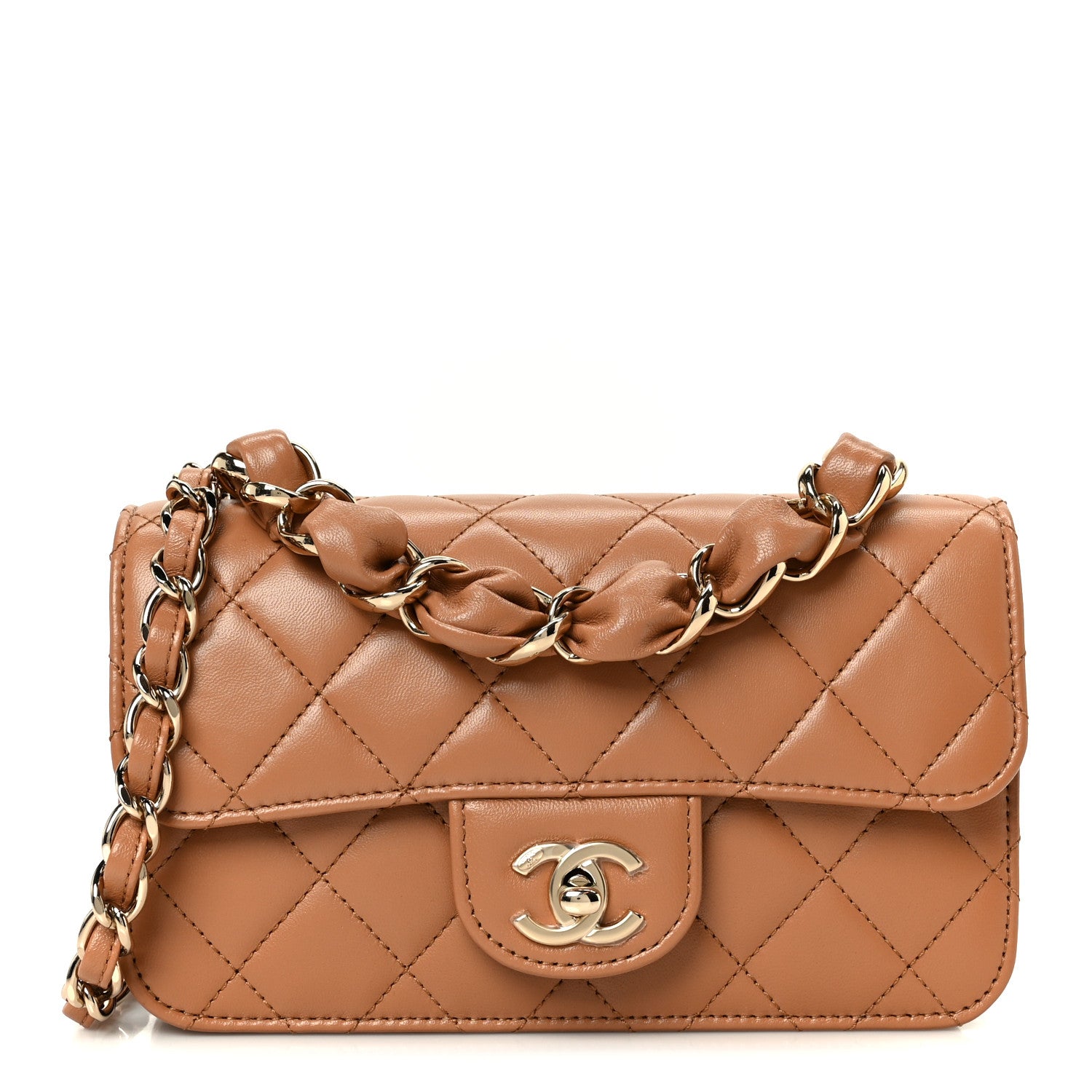 Chanel Shiny Lambskin Quilted Mini Flap Brown 1 of 11