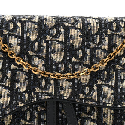 Christian Dior Oblique Saddle Chain Pouch Blue 8 of 11