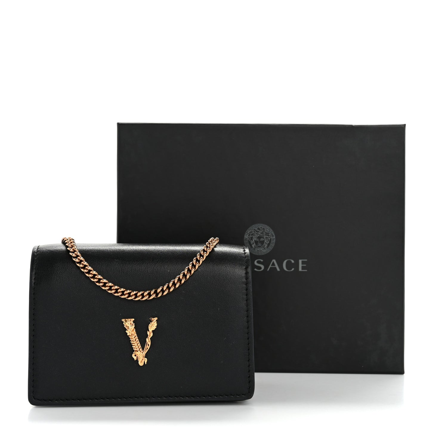 Vitello Mini Virtus Chain Clutch Black