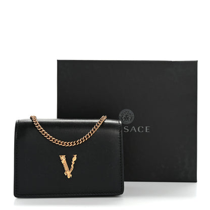 Versace Vitello Mini Virtus Chain Clutch Black 12 of 12