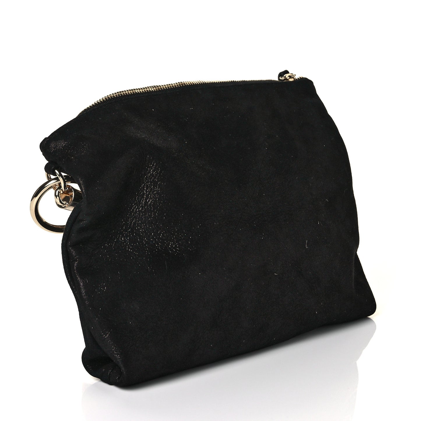 Shimmer Suede Callie Clutch Bag Black
