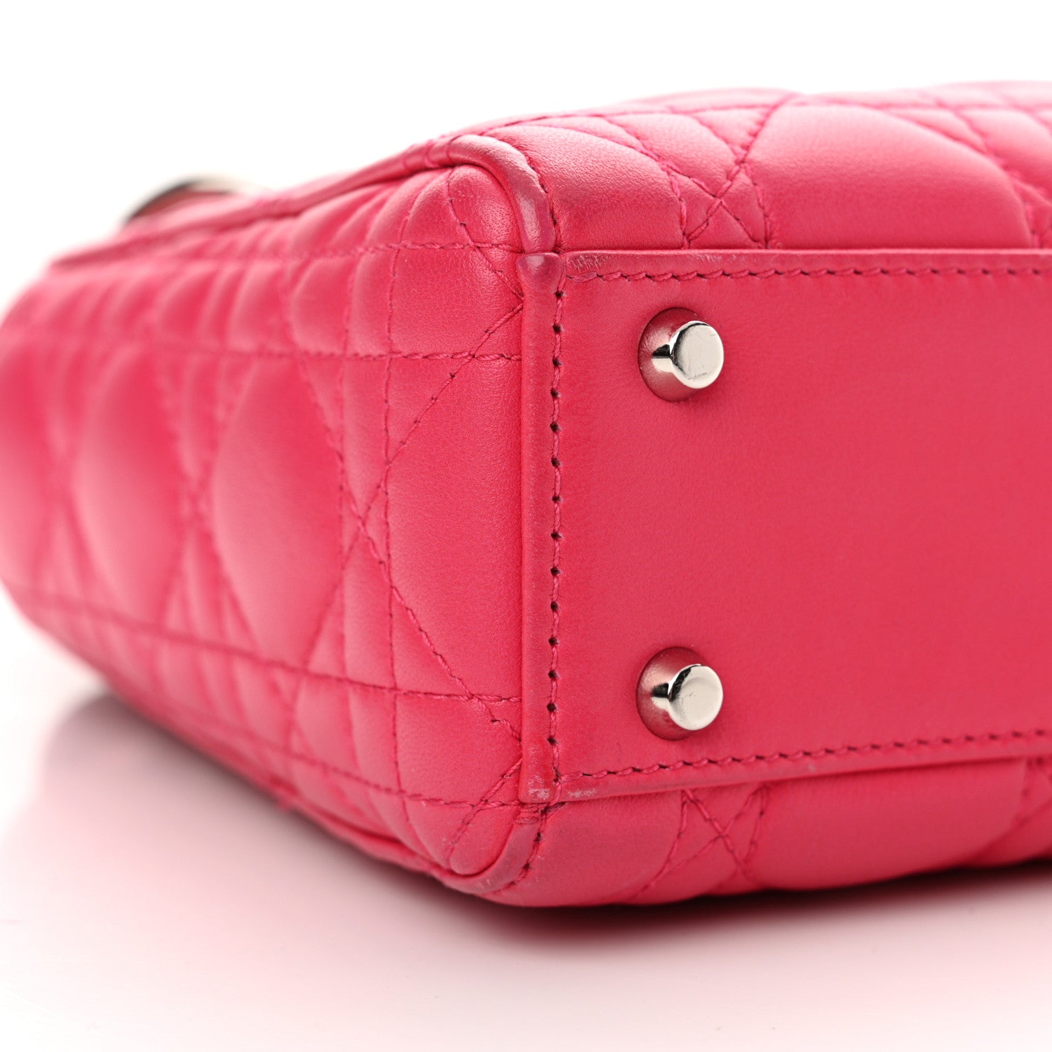 Christian Dior Lambskin Cannage Mini Lady Dior Fuchsia 9 of 13