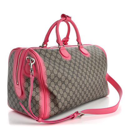 Gucci GG Supreme Monogram Textured Dollar Calfskin Airbrushed Medium Savoy Duffle Bag Pink Beige 2 of 9