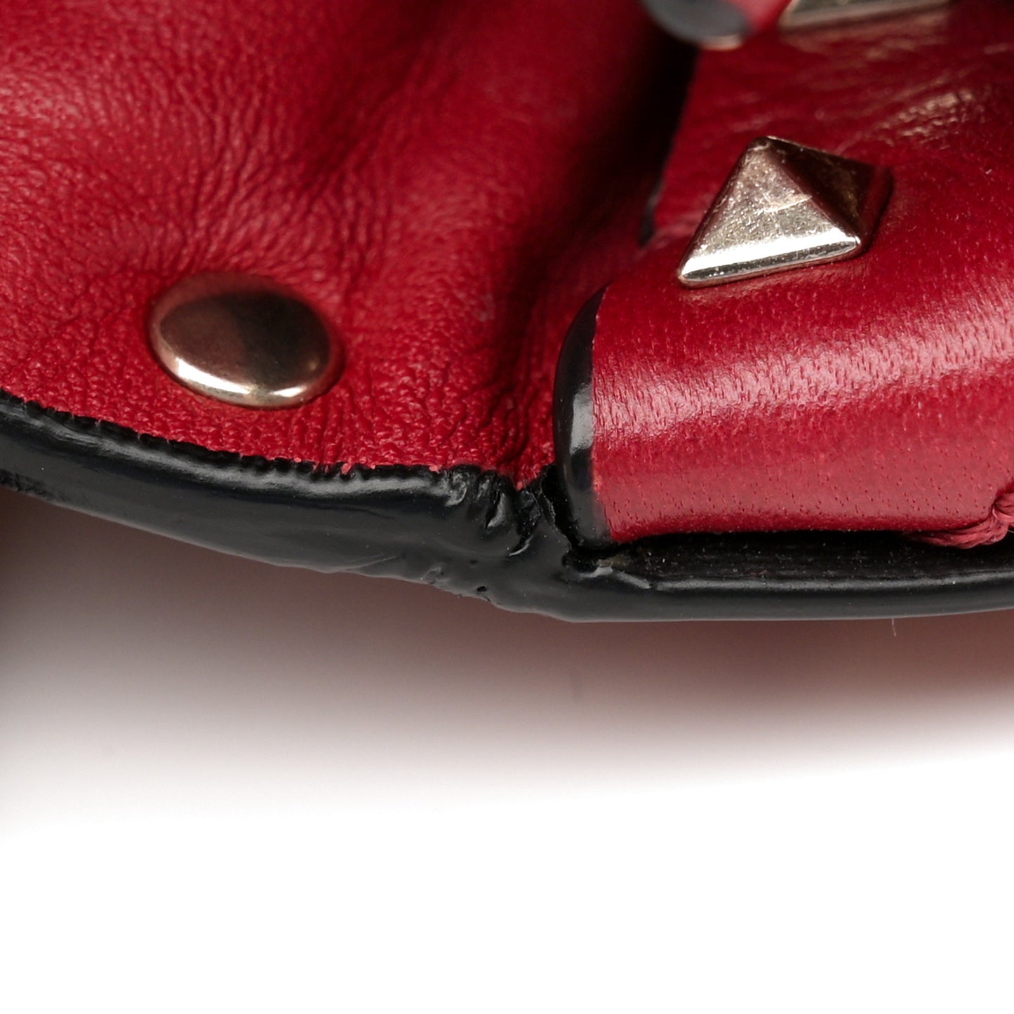 Nappa Large Rockstud Spike Shoulder Bag Rubino