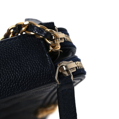 Chanel Caviar Quilted Small Boy Clutch With Chain Dark Blue 13 of 15