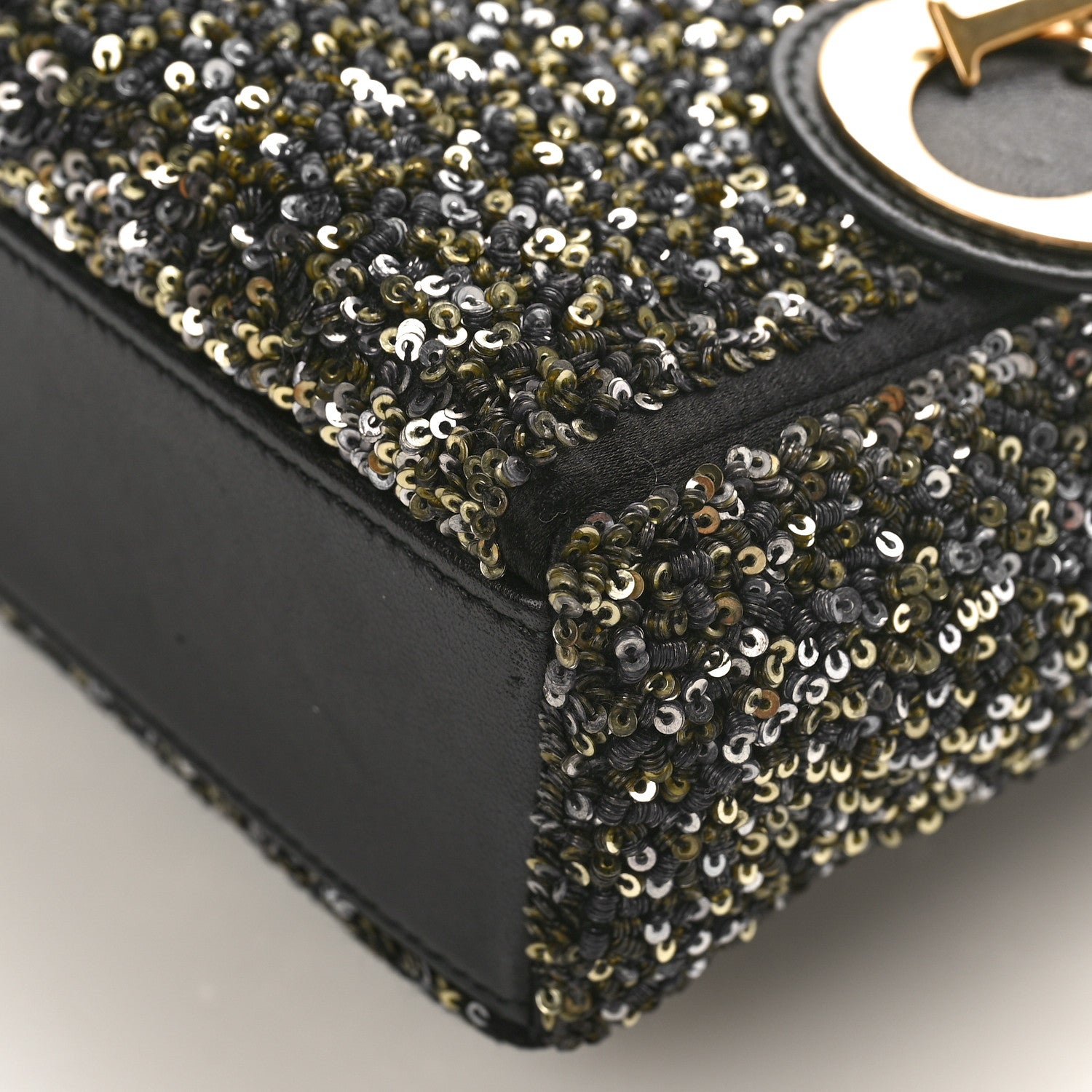 Christian Dior Satin Lambskin Sequin Embroidered Mini Lady Dior Black Multicolor 8 of 8