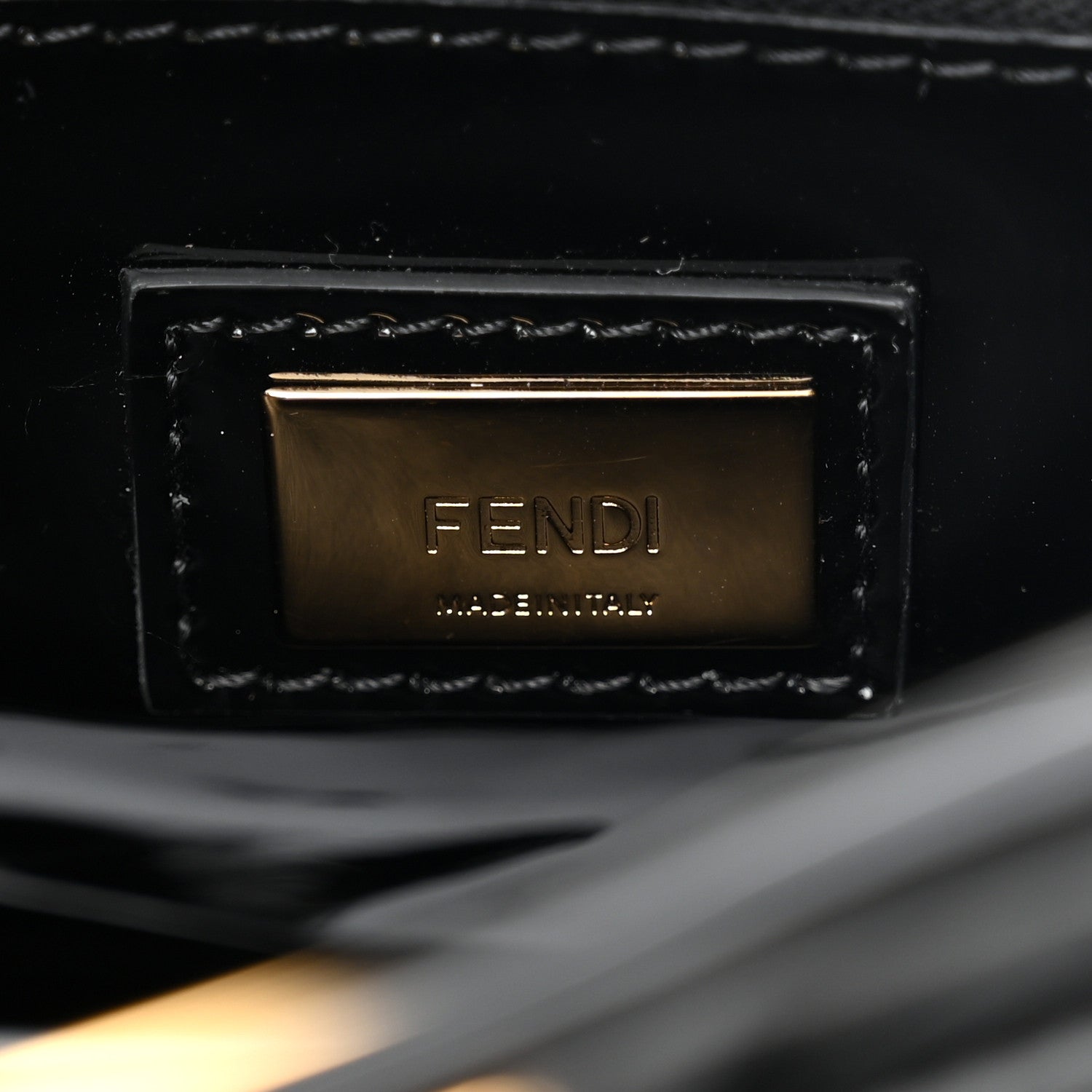 Fendi Vitello Vernice Mou Mini Peekaboo Iconic Satchel Black 6 of 10