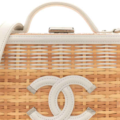 Chanel Raffia Calfskin CC Filigree Vanity Case White 8 of 13