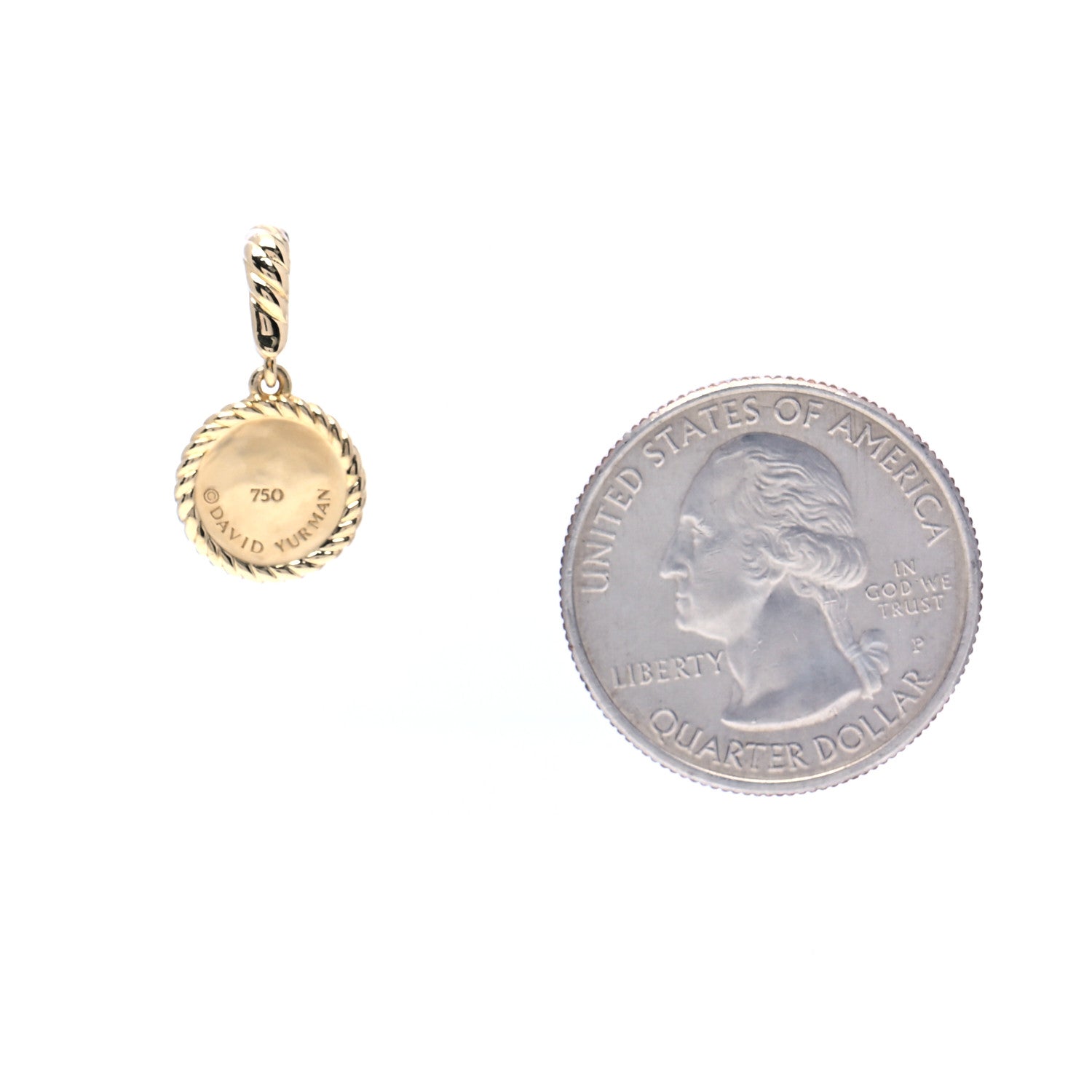 David Yurman 18K Yellow Gold Blue Sapphire Diamond Evil Eye Pendant 2 of 4