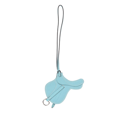 Hermes Swift Paddock Selle Horse Saddle Bag Charm Bleu Atoll 1 of 4