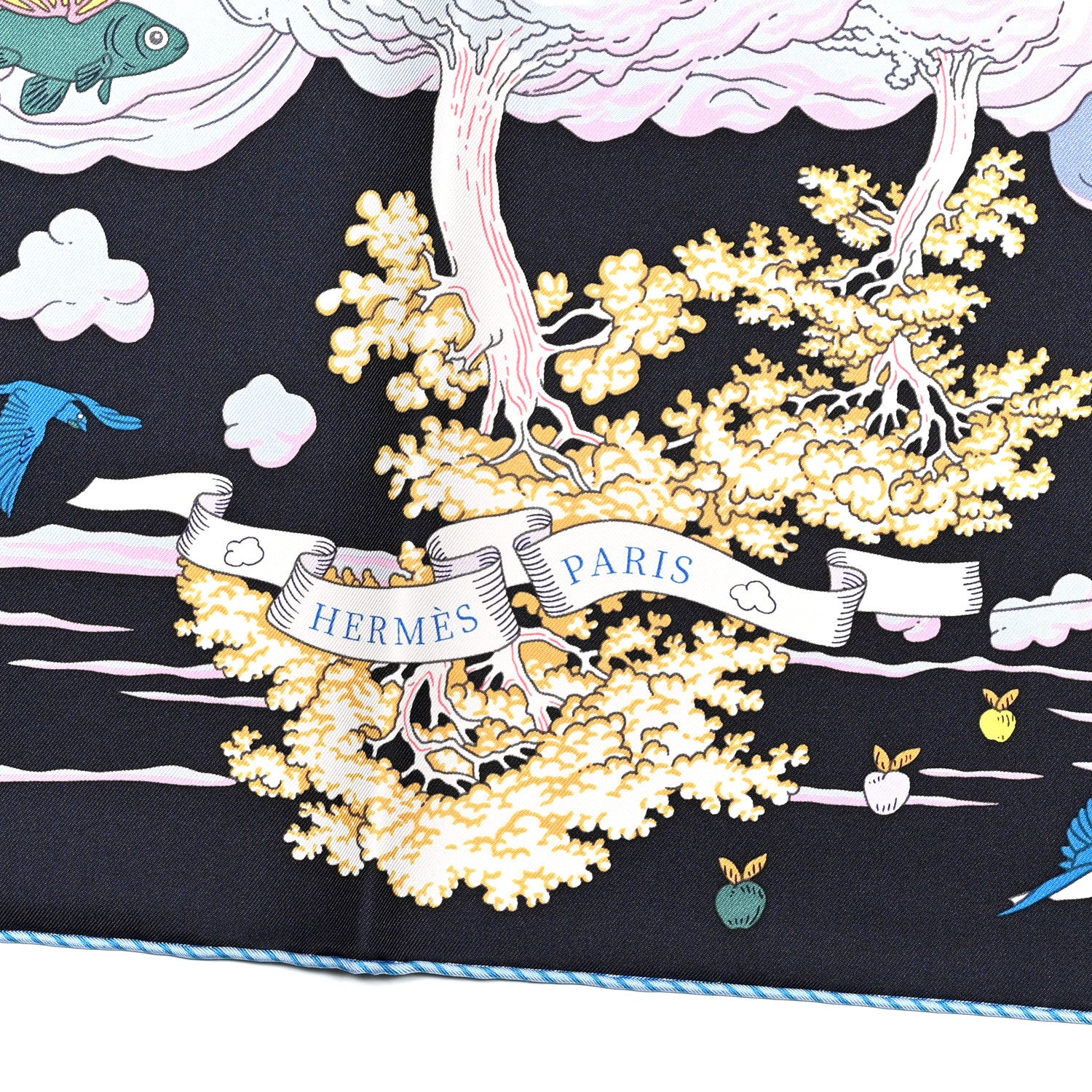 Hermes Silk Sur Mon Nuage Scarf 90 Bleu Black Mauve Multicolor 3 of 5