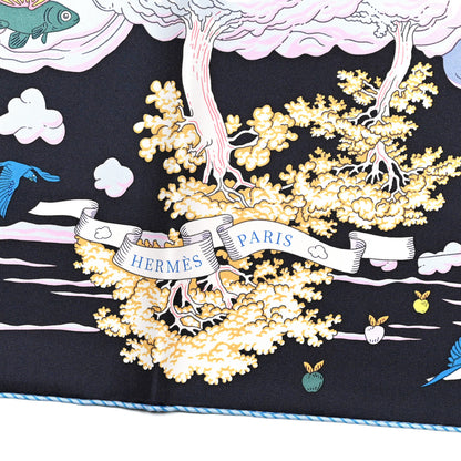 Hermes Silk Sur Mon Nuage Scarf 90 Bleu Black Mauve Multicolor 3 of 5