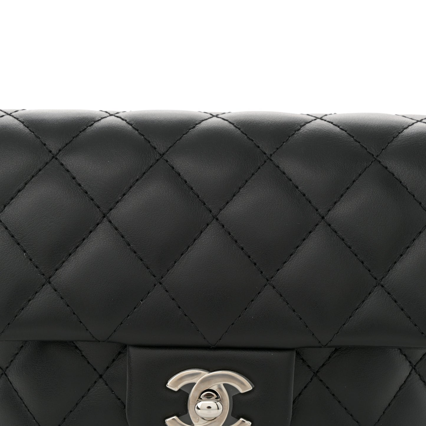 Calfskin Quilted CC Uniform Flap Belt Bag Black