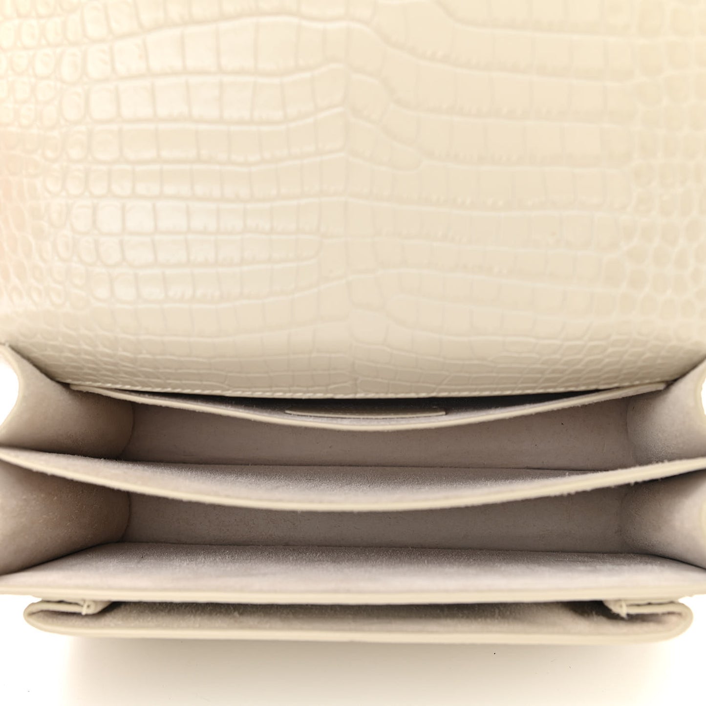 Calfskin Crocodile Embossed Medium Monogram Sunset Blanc Vintage