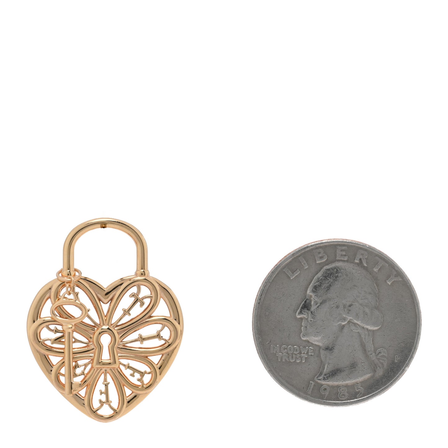 18K Rose Gold Filigree Heart Key Pendant